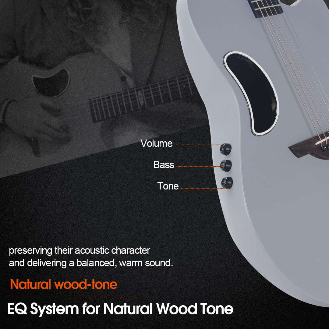 （Mother's Day Gift）WINZZ AFO300CE Electro-Acoustic Guitar - Solid Spruce Top, Carbon Fiber Back, Professional Performance Quality