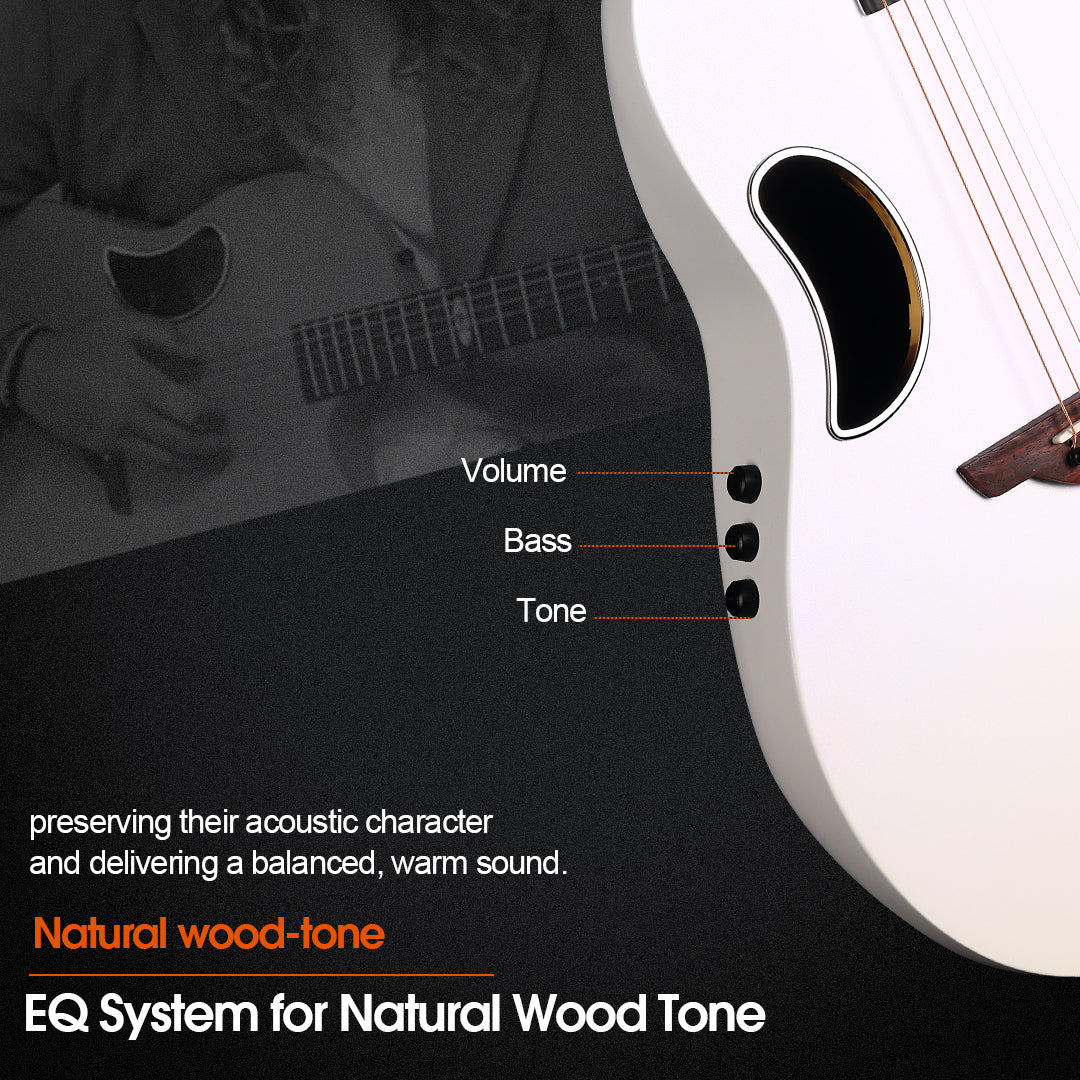 （Mother's Day Gift）WINZZ AFO300CE Electro-Acoustic Guitar - Solid Spruce Top, Carbon Fiber Back, Professional Performance Quality
