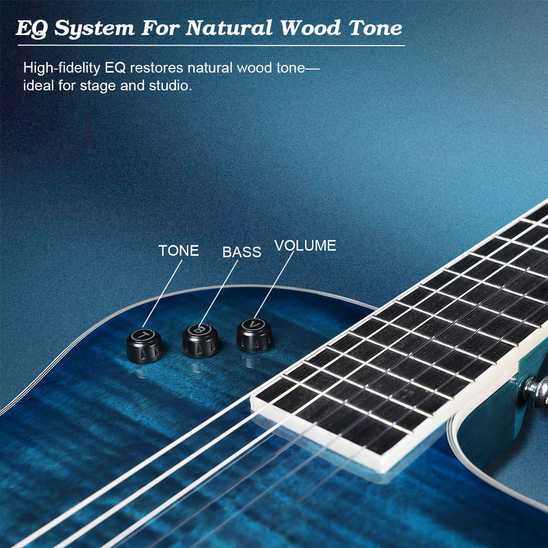 WINZZ WCG170CE 39-Inch Thin Body Classical-Electric Guitar - Nylon Strings, Built-in Preamp, Perfect for Stage and Practice