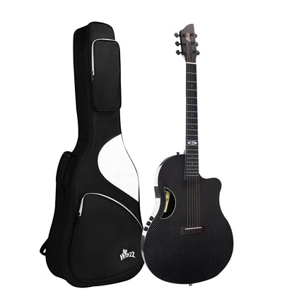 WINZZ AFO350CE Electro-Acoustic Guitar - Full Carbon Fiber 41-INCH Cutaway Acoustic Electric Guitar with Arched Back, EQ System, D’Addario Strings