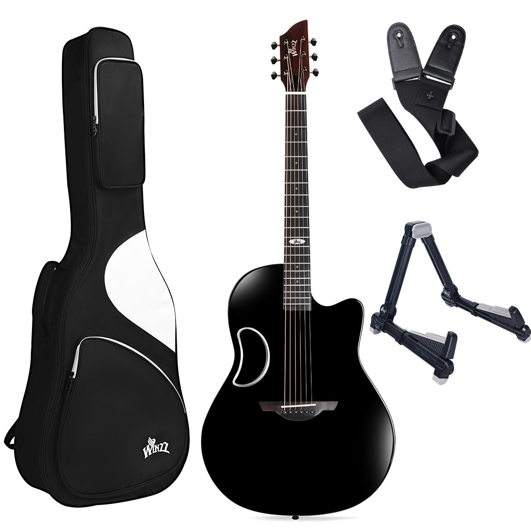 WINZZ AFO300C Acoustic Guitar - Solid Spruce Top, Durable Carbon Fiber Back, Superior Tone and Stability