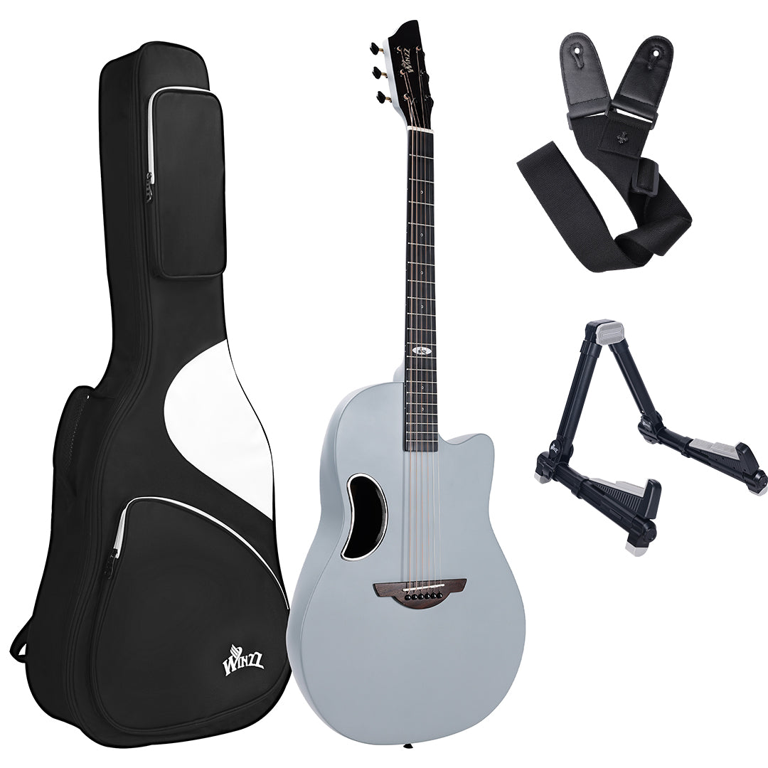 WINZZ AFO300C Acoustic Guitar - Solid Spruce Top, Durable Carbon Fiber Back, Superior Tone and Stability