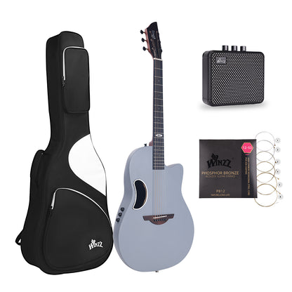 WINZZ AFO300CE Electro-Acoustic Guitar - Solid Spruce Top, Carbon Fiber Back, Professional Performance Quality