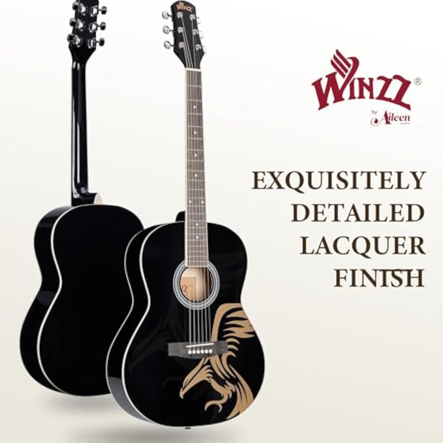 WINZZ AF227A 39-Inch Concert Pattern Design Acoustic Guitar