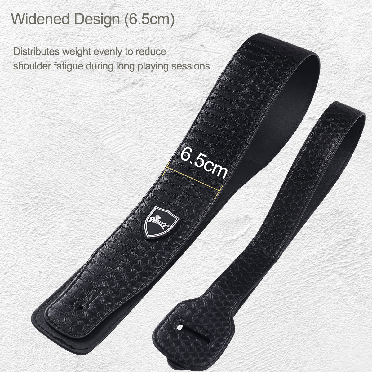 WINZZ Adjustable Leather Guitar/Bass Strap – Stylish & Universal Fit