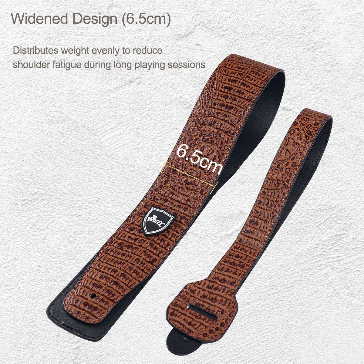 WINZZ Adjustable Leather Guitar/Bass Strap – Stylish & Universal Fit