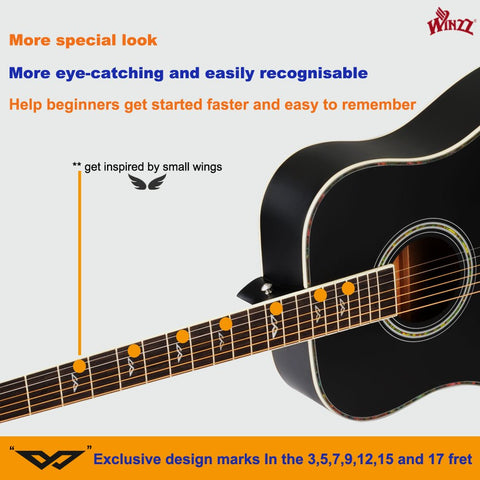 Winzz 41 Inch Acoustic Guitar for Beginners Adults, Black Matte - winzzguitars