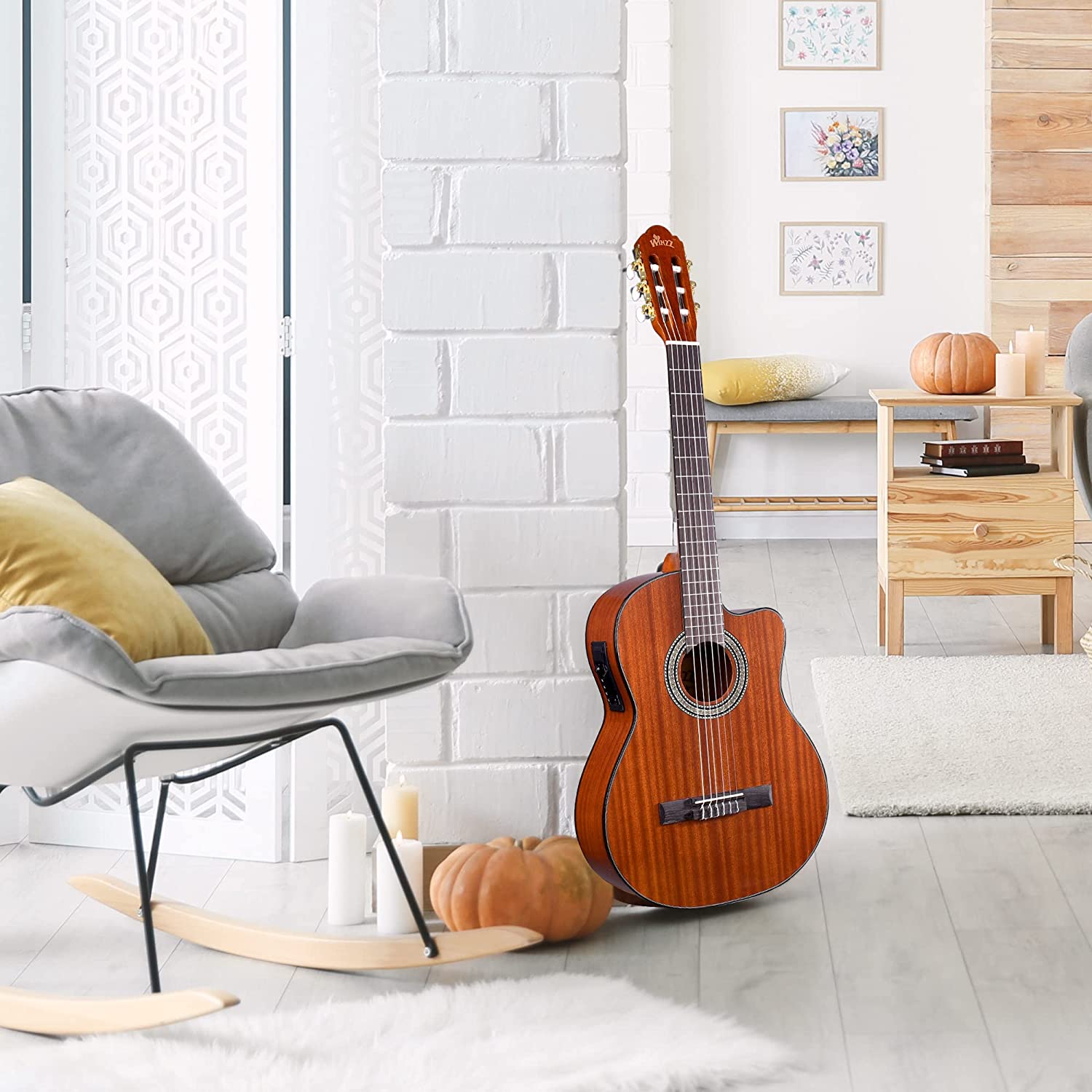 WINZZ AC309CE 39-Inch Electric Cutaway Build-in Pickup Classical Guitar - winzzguitars