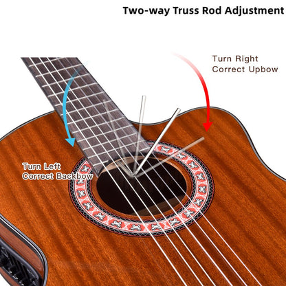 WINZZ AC309CE 39-Inch Electric Cutaway Build-in Pickup Classical Guitar - winzzguitars
