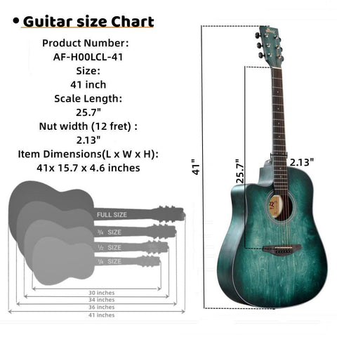WINZZ AF-H00LCL 41-Inch Left Handed Beginner Cutaway Acoustic Electric Guitar - winzzguitars