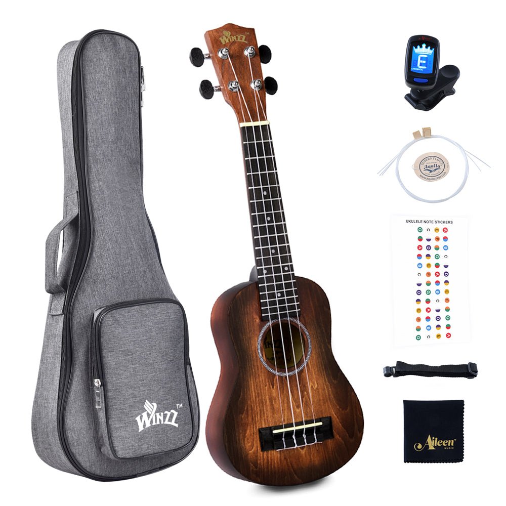 WINZZ HAND RUBBED Series-AU-H01A Vintage Hawaiian Beginner Ukulele,Brown - winzzguitars