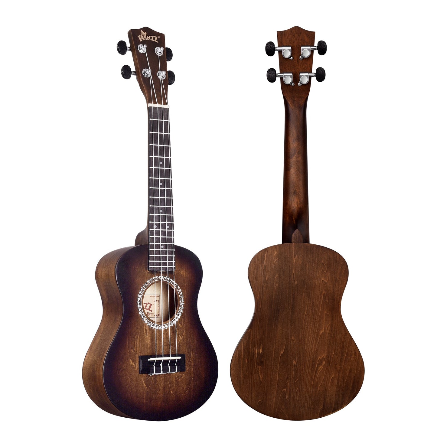 WINZZ HAND RUBBED Series-AU-H01A Vintage Hawaiian Beginner Ukulele,Brown - winzzguitars