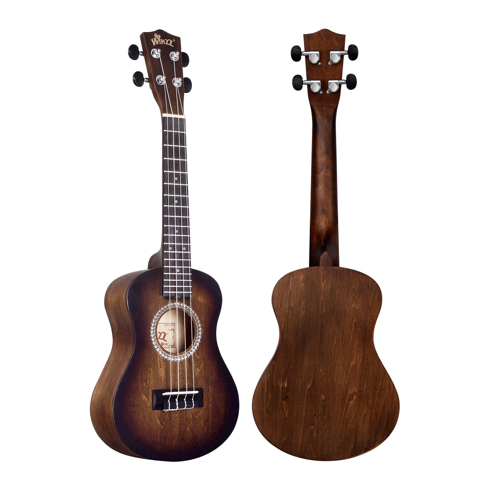 WINZZ HAND RUBBED Series-AU-H01A Vintage Hawaiian Beginner Ukulele,Brown - winzzguitars