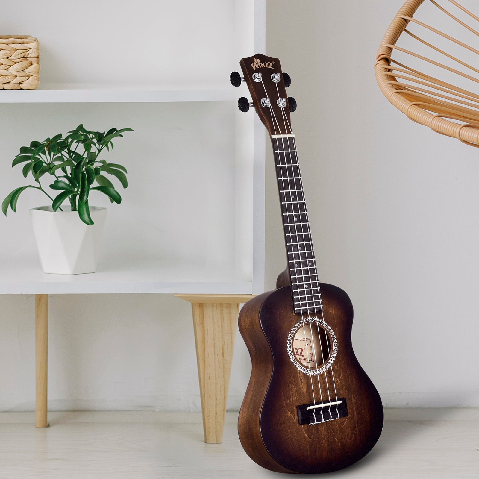 WINZZ HAND RUBBED Series-AU-H01A Vintage Hawaiian Beginner Ukulele,Brown - winzzguitars