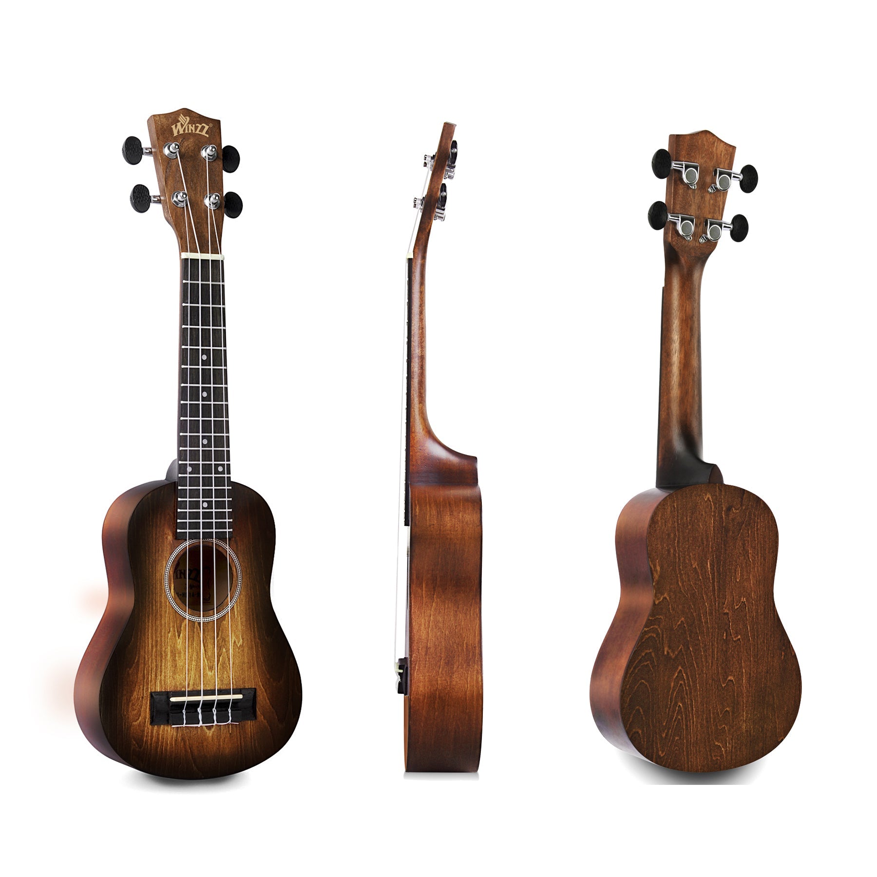 WINZZ HAND RUBBED Series-AU-H01A Vintage Hawaiian Beginner Ukulele,Brown - winzzguitars