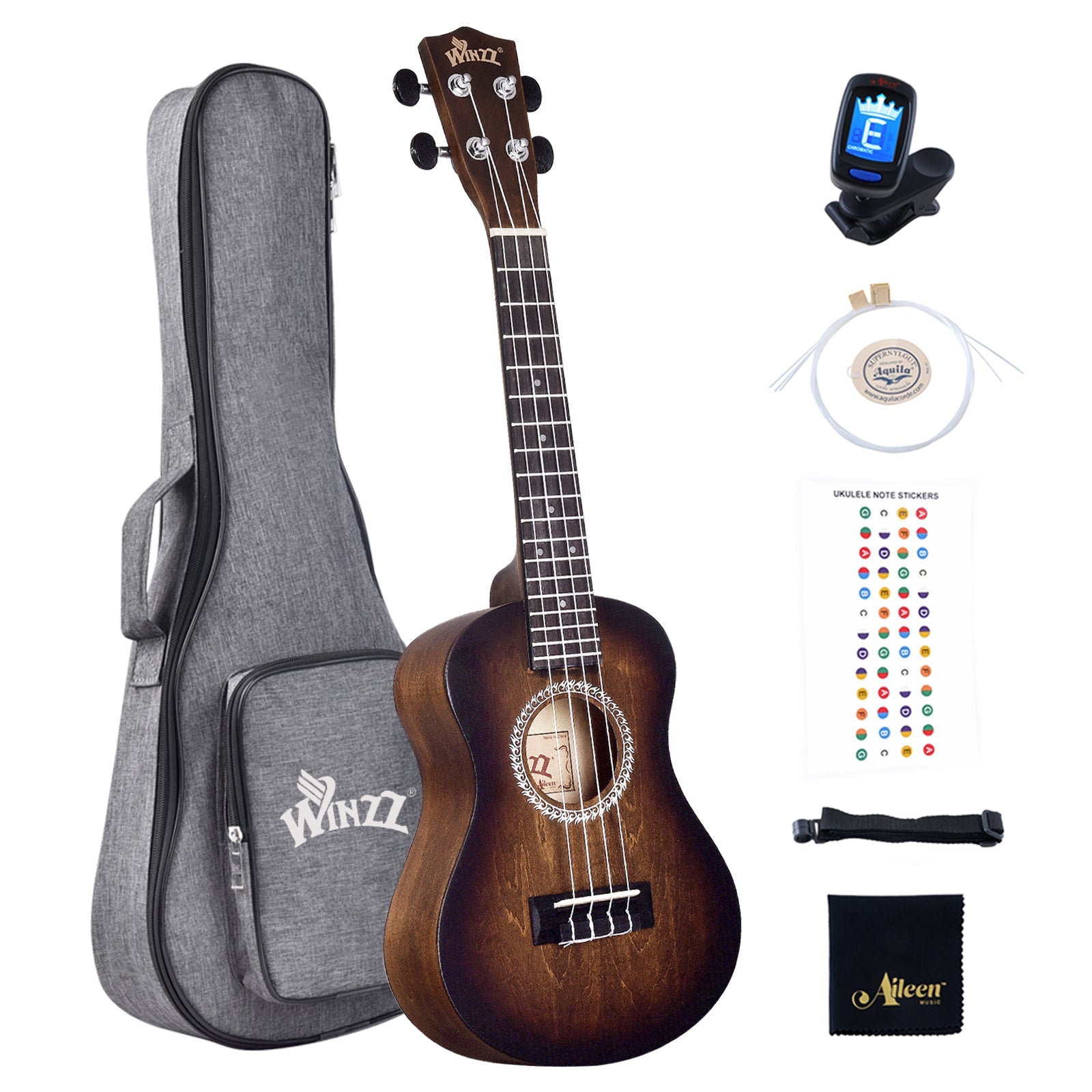 WINZZ HAND RUBBED Series-AU-H01A Vintage Hawaiian Beginner Ukulele,Brown - winzzguitars
